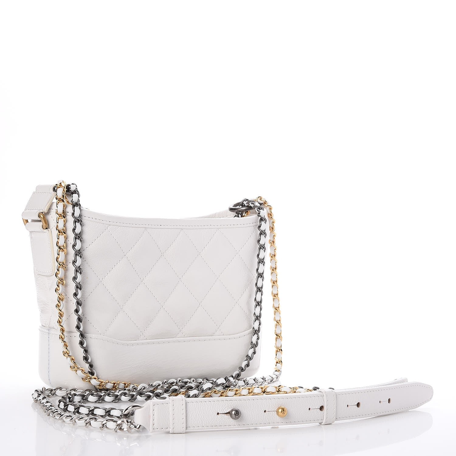 Chanel Patent Goatskin Quilted Small Gabrielle Hobo White 3 of 8