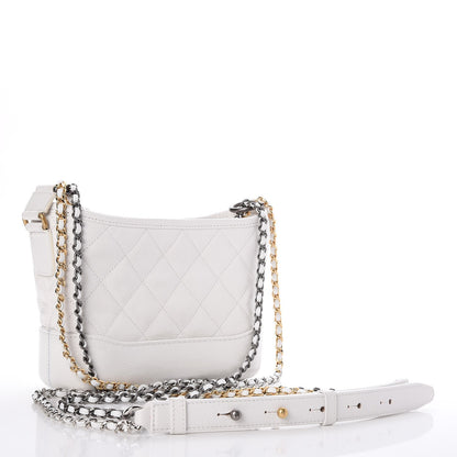 Chanel Patent Goatskin Quilted Small Gabrielle Hobo White 3 of 8