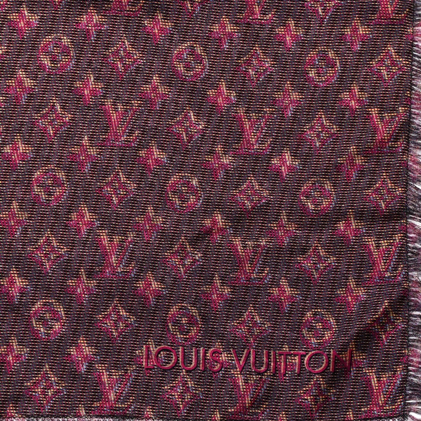 Wool Silk Monogram LV Pop Shawl Purple