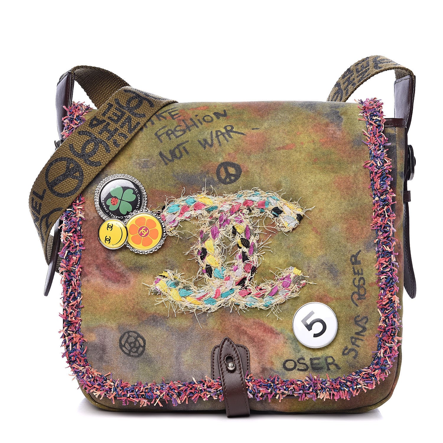 Chanel Washed Toile Graffiti On The Pavements Messenger Khaki Multicolor 1 of 12