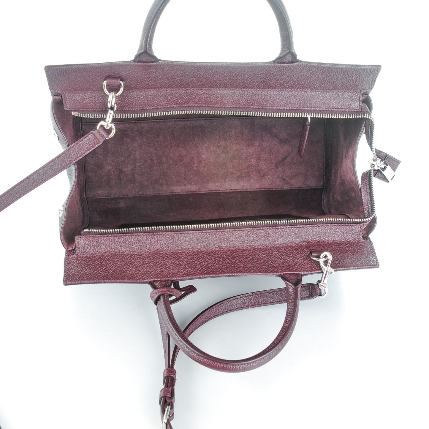 Grained Calfskin Small Rive Gauche Cabas Amaranto