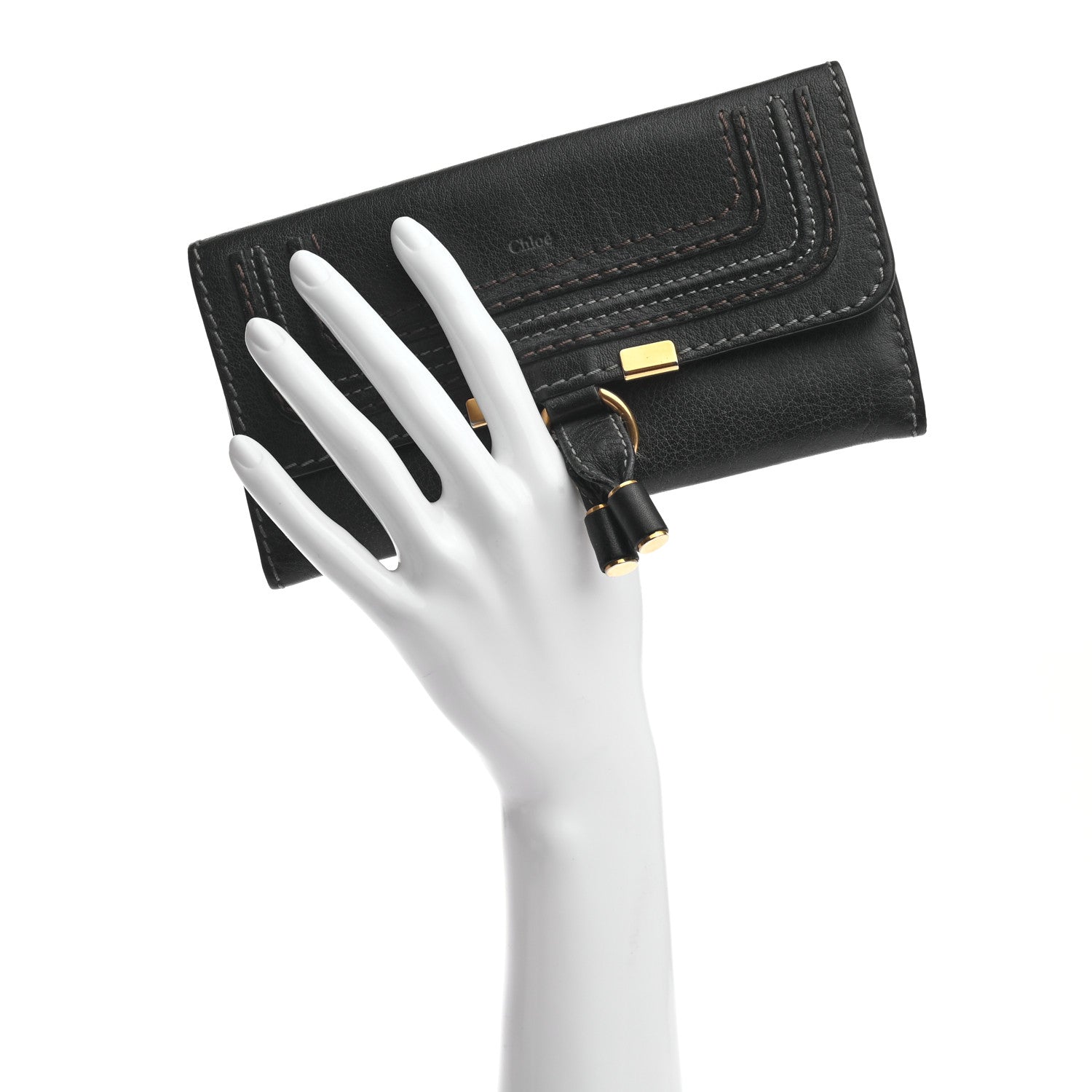 Chloe Calfskin Marcie Continental Flap Wallet Black 2 of 8