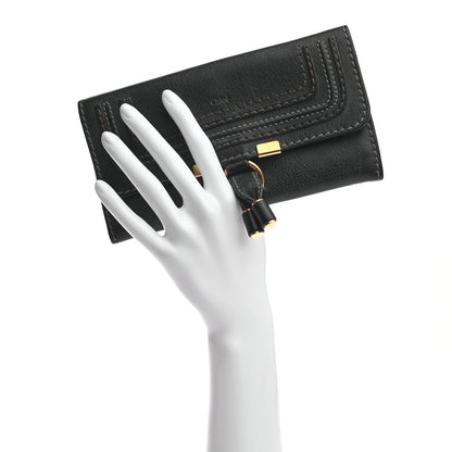 Chloe Calfskin Marcie Continental Flap Wallet Black 2 of 8