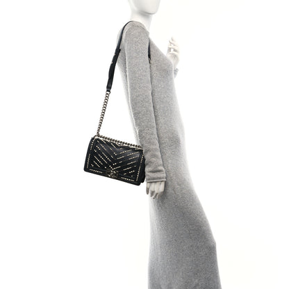 Chanel Calfskin Pearl Chevron Medium Boy Flap Black 2 of 10