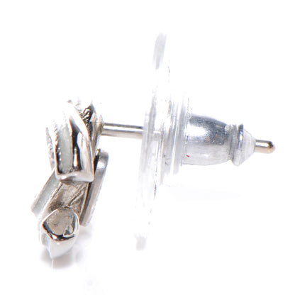 Chanel Metal Crystal Glitter Enamel CC Earrings Silver 3 of 5