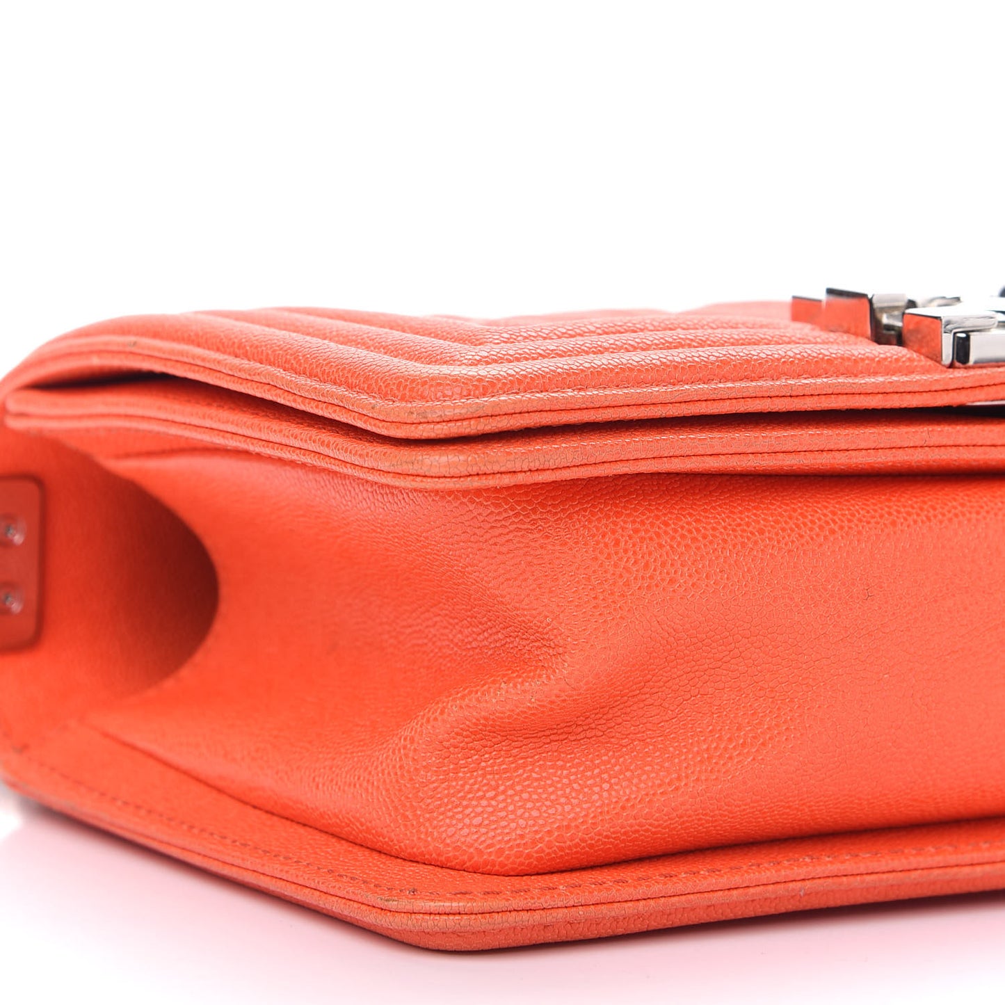 Caviar Quilted Small Boy Flap Orange