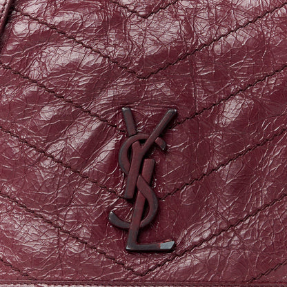 Saint Laurent Crinkled Calfskin Matelasse Monogram Niki Chain Wallet Dark Legion Red 8 of 11