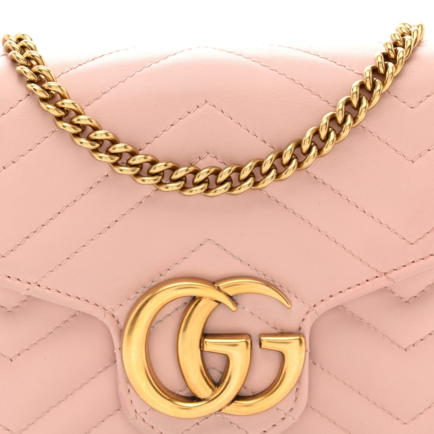 Calfskin Matelasse GG Marmont Chain Wallet Perfect Pink