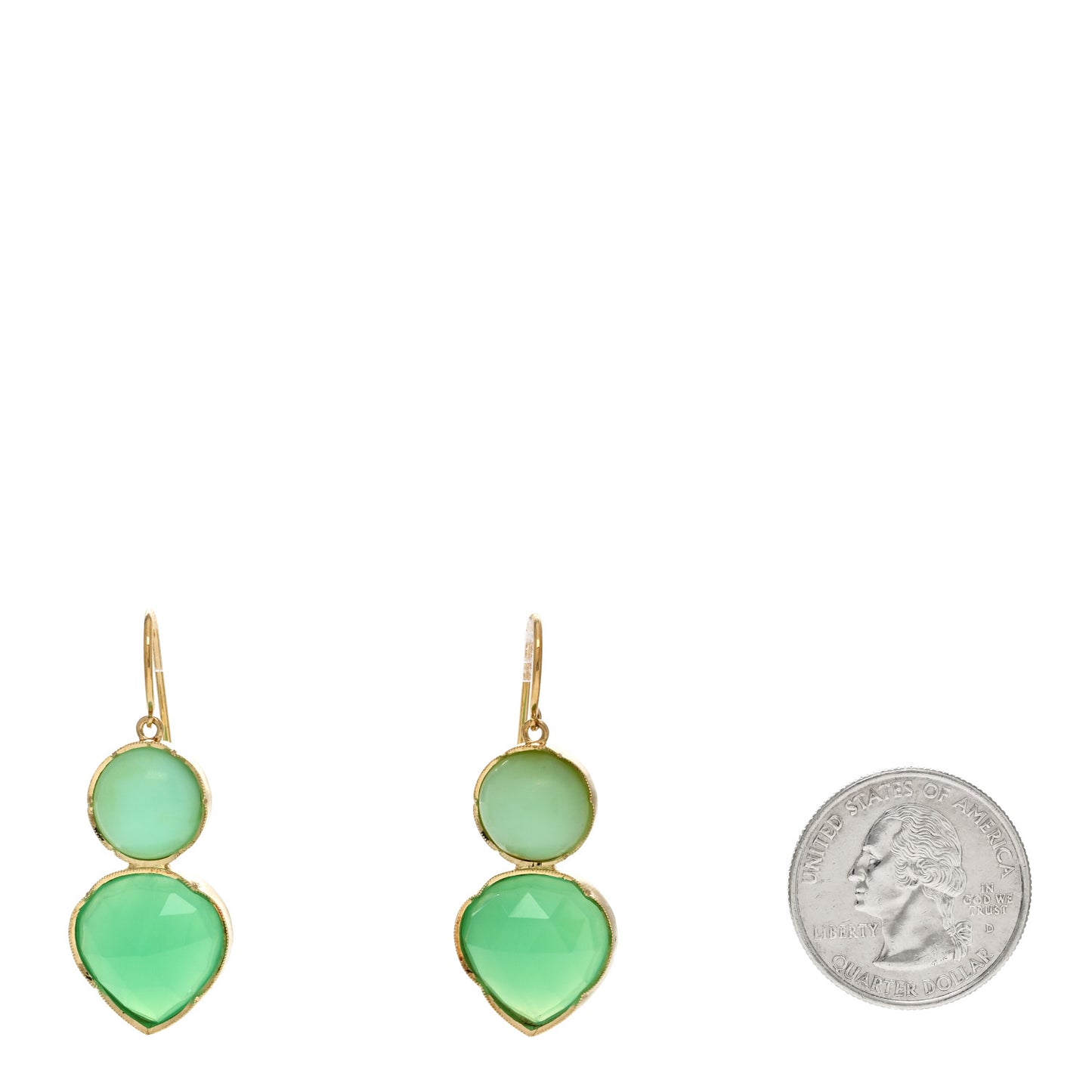 18K Yellow Gold Chrysoprase Drop Earrings