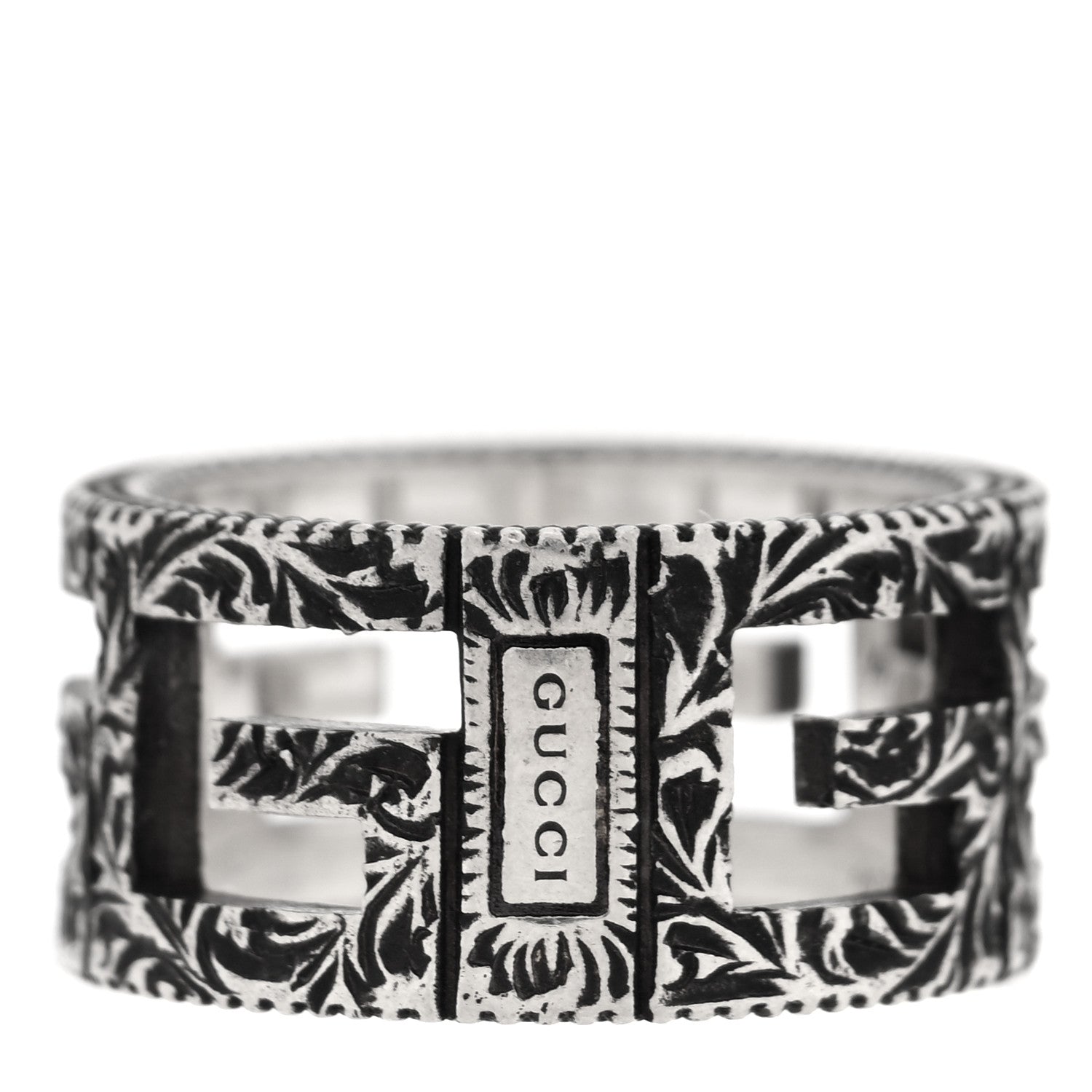 GUCCI Gリング Gucci Sterling Silver Wide Square G Band Ring 54 6.75 1837641