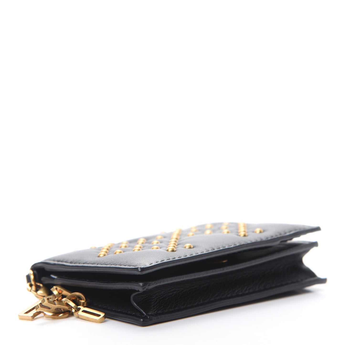 Lambskin Cannage Studded Lady Dior Card Holder Black