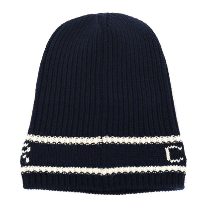 Christian Dior Cashmere Wool D-White Beanie Navy Blue White 2 of 3