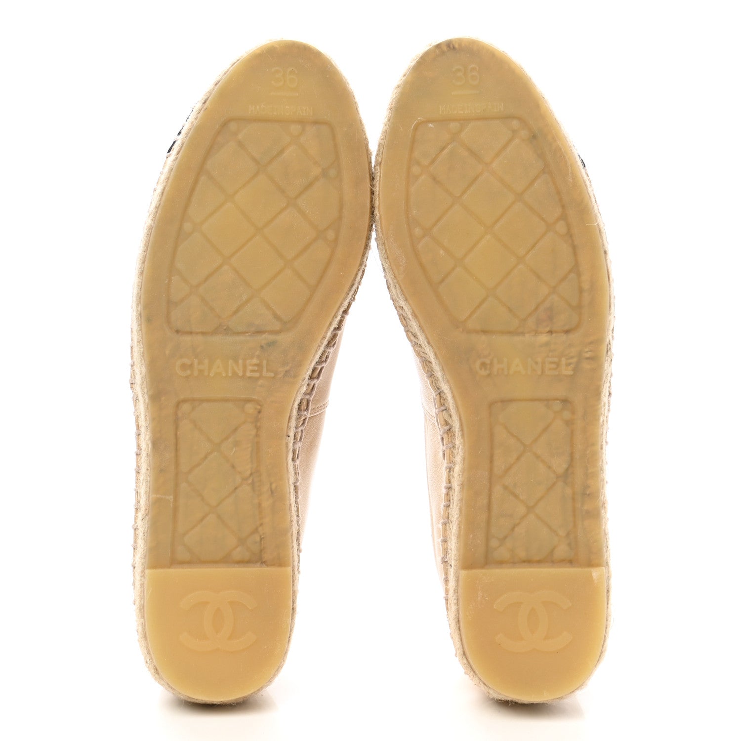 Chanel Lambskin CC Espadrilles 36 Beige Black 5 of 10