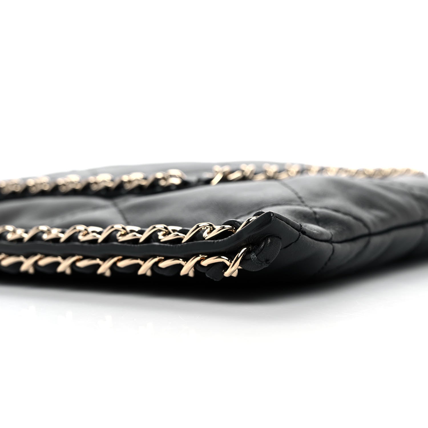 Chanel Calfskin Quilted Chain Flat Tote Black 8 of 10
