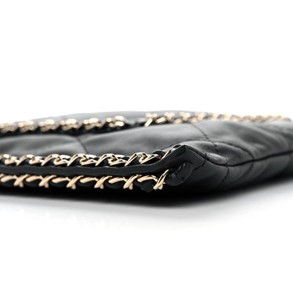Chanel Calfskin Quilted Chain Flat Tote Black 8 of 10