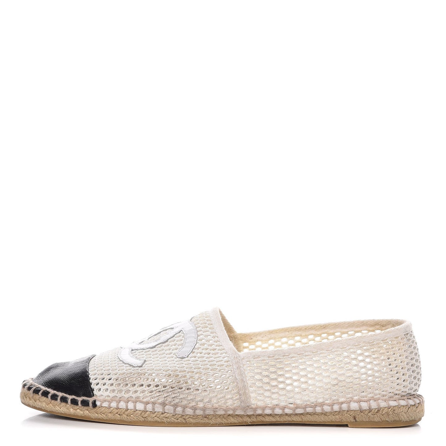 Mesh Lambskin Espadrilles 42 White Black