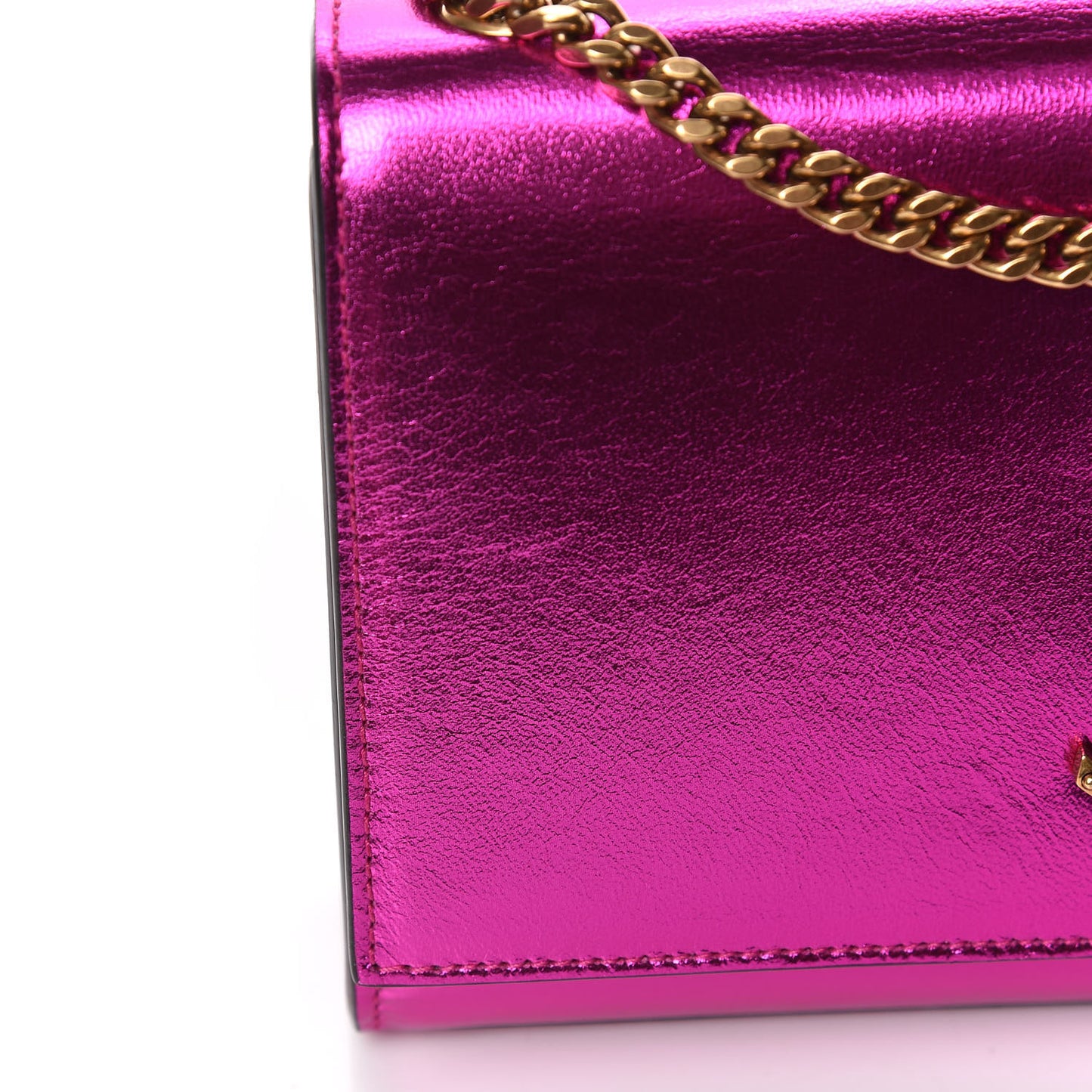 Metallic Calfskin Small Classic Monogram Kate Satchel Magenta