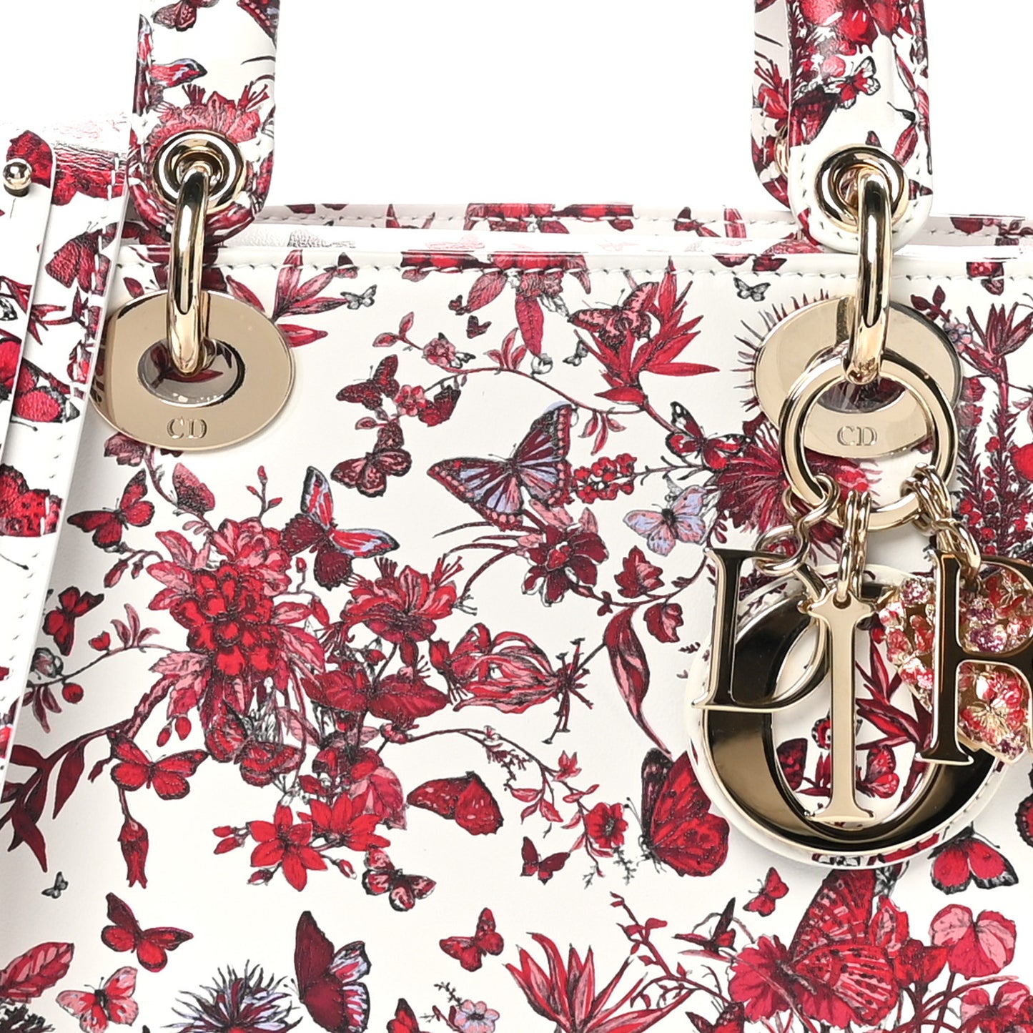 Calfskin Le Coeur Des Papillons Small My ABCDior Lady Dior White Multicolor