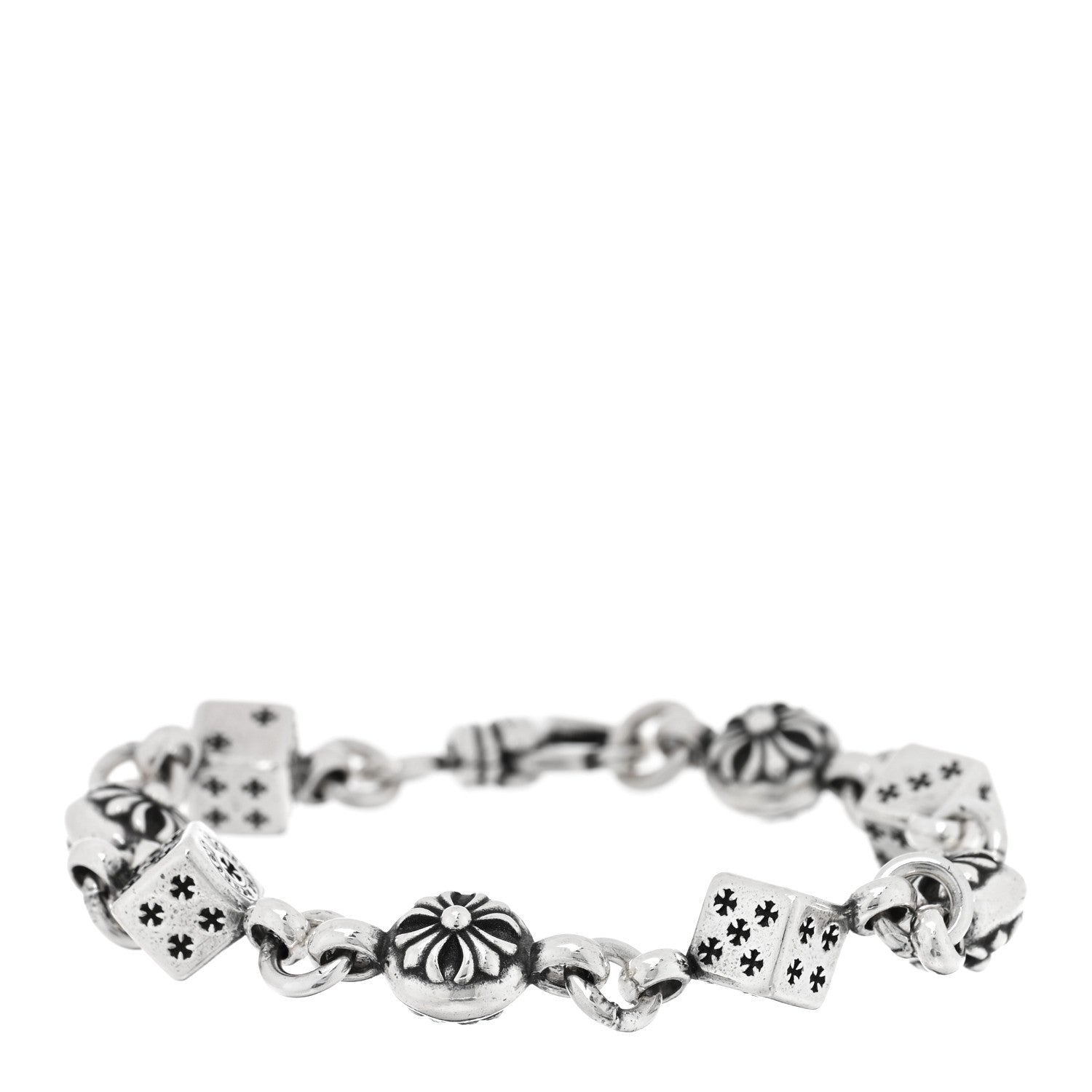 Chrome Hearts Sterling Silver Dice Cross Ball Bracelet 1 of 3