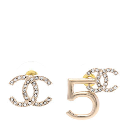 Chanel Crystal CC No 5 Earrings Gold 1 of 4