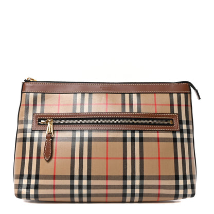 Burberry Vintage Check Gabardine Clutch Archive Beige Tan 1 of 8