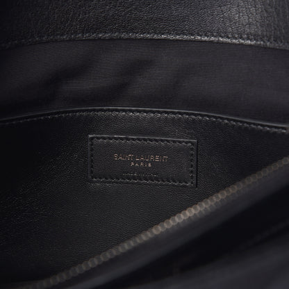 Saint Laurent Calfskin Mixed Matelasse Triquilt Large Monogram Satchel Black 7 of 10