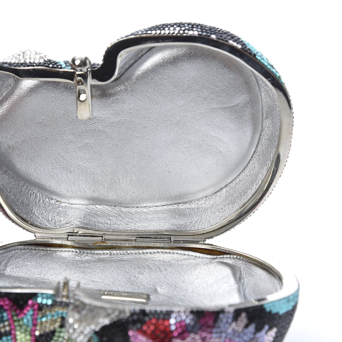 Swarovski Crystal Sleeping Cat Minaudiere Clutch Black Multicolor