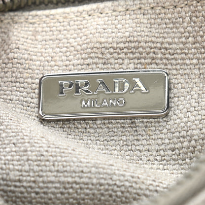 Prada Canvas Plexiglass Kisslock Clutch Naturale 8 of 9