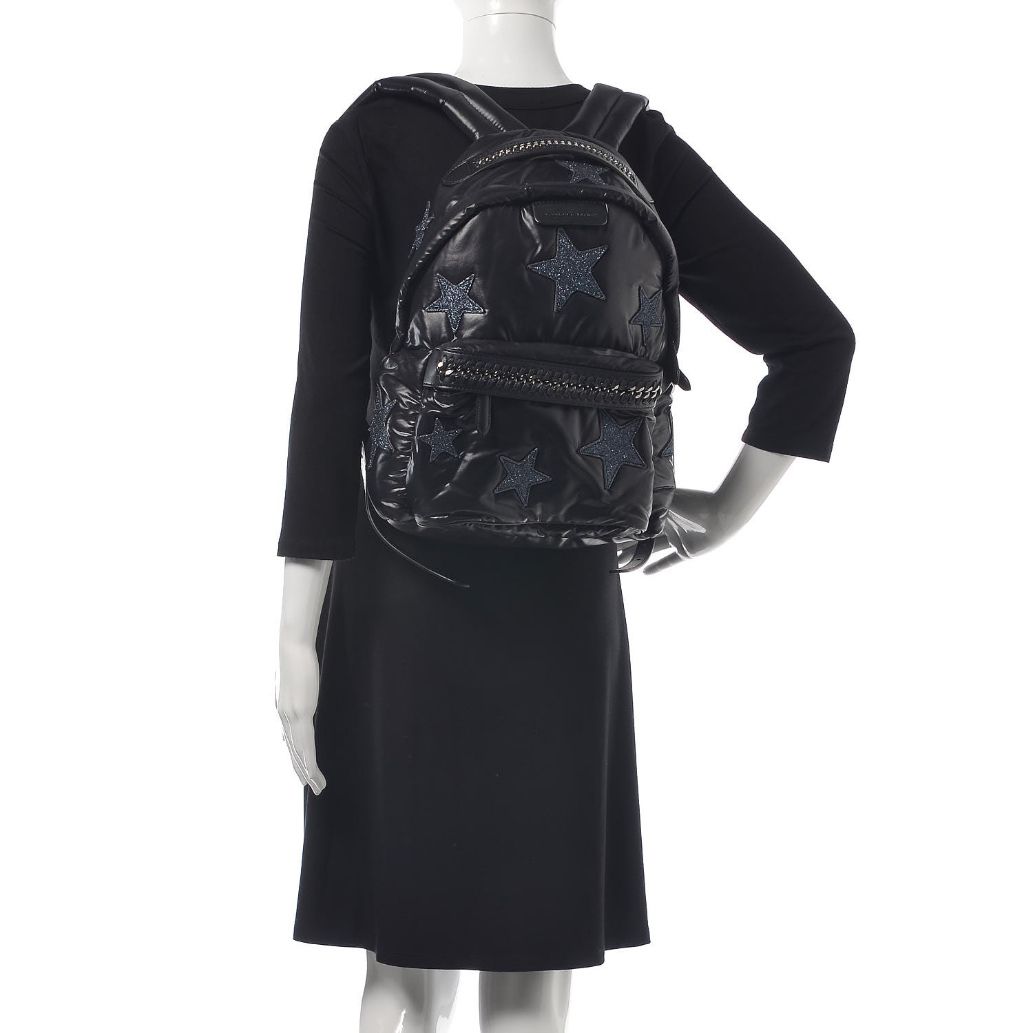 Stella McCartney Polyamide Falabella Go Glitter Stars Backpack Black 2 of 7