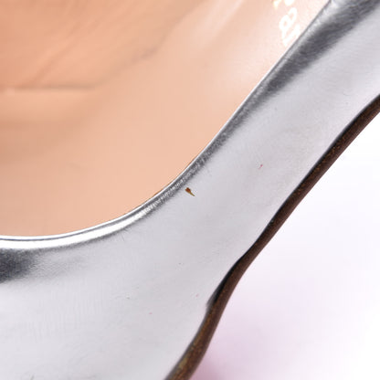 Christian Louboutin Metallic Calfskin Crystal Bling Bling 120 Platform Peep Toe Pumps 41 Silver 12 of 12