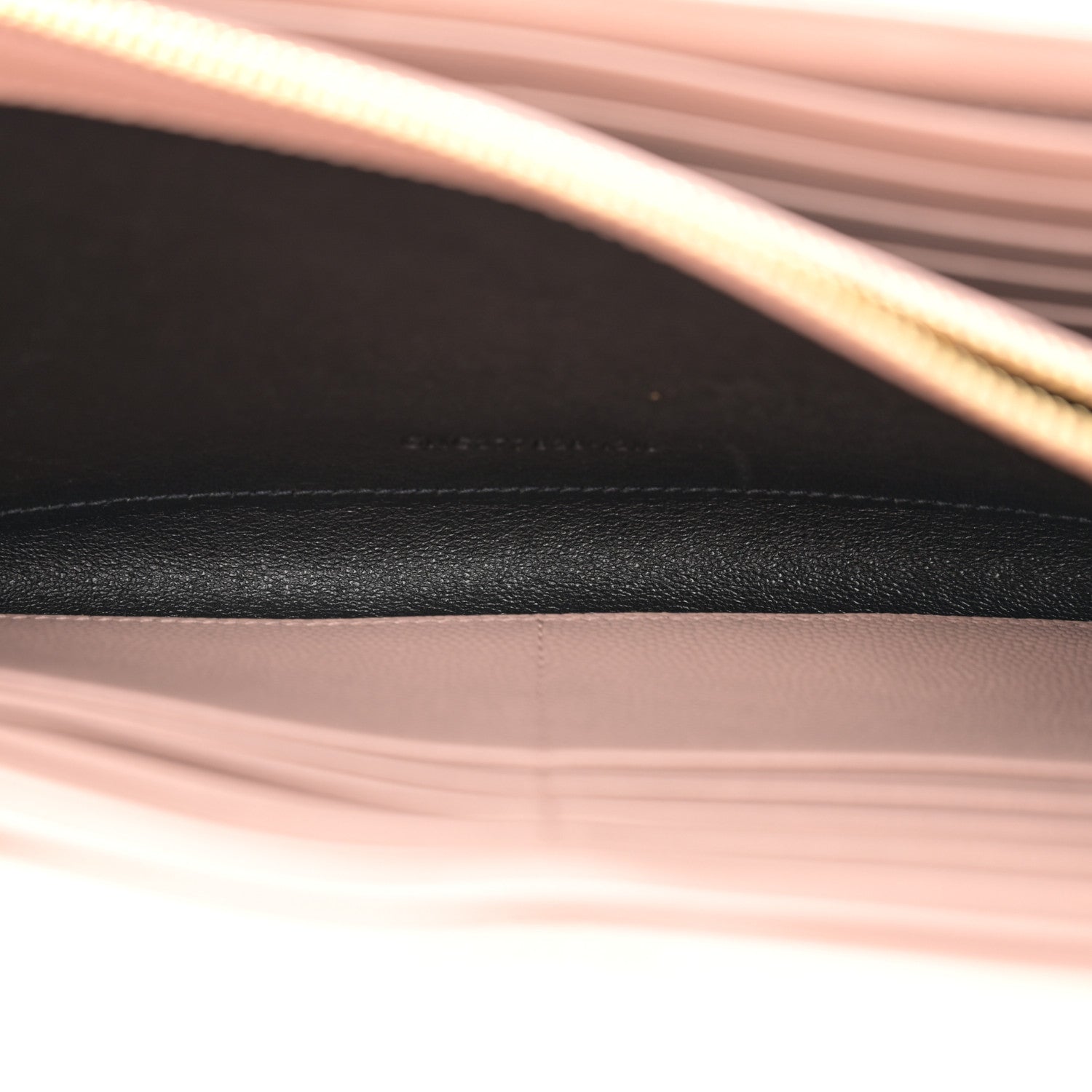 Saint Laurent Grain De Poudre Matelasse Chevron Monogram Chain Wallet Pale Blush 5 of 12