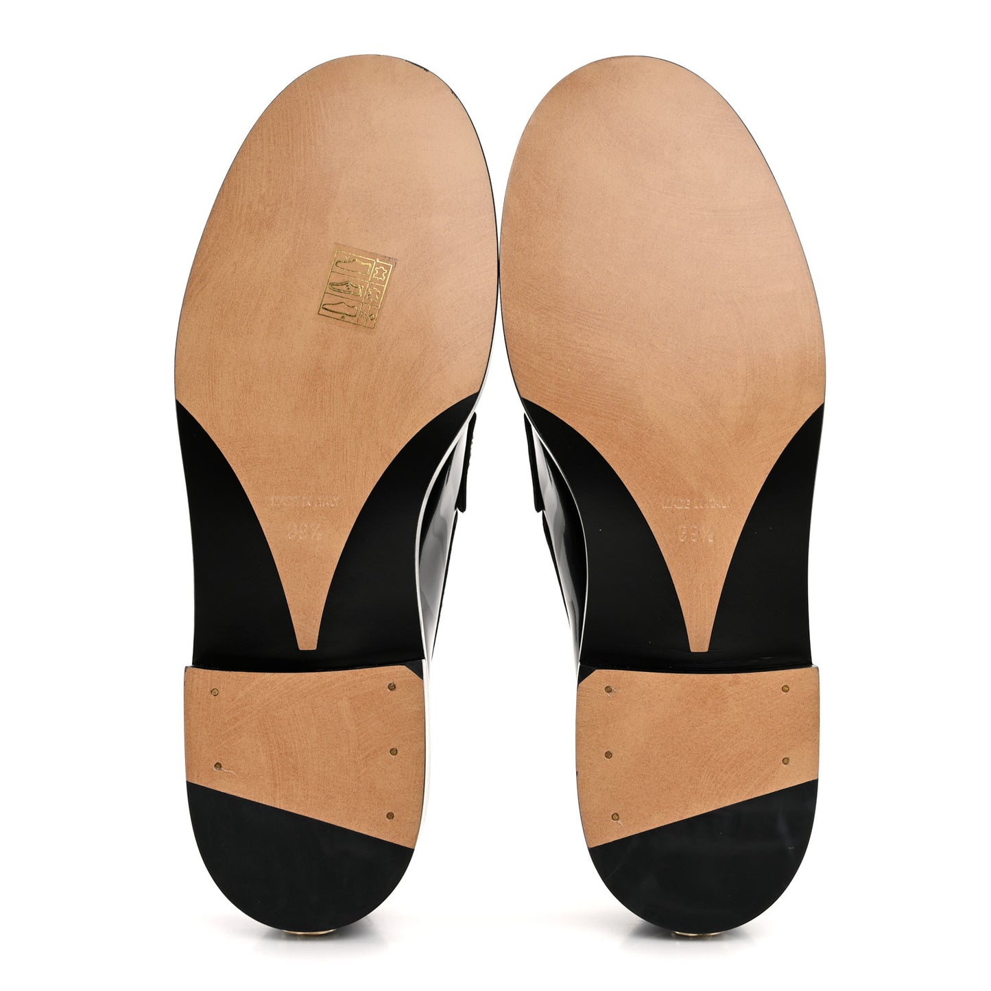 Shiny Calfskin Logo Loafers 39.5 Black