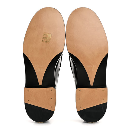 Chanel Shiny Calfskin Logo Loafers 39.5 Black 6 of 10