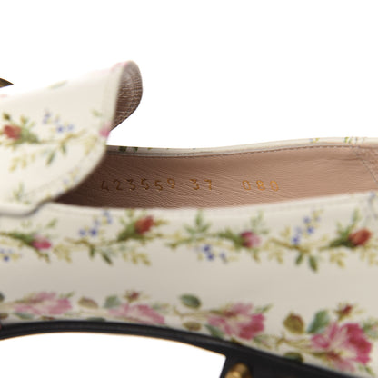 Gucci Calfskin Web Pearl Floral Embellished Peyton Loafer 37 White Multicolor 9 of 11