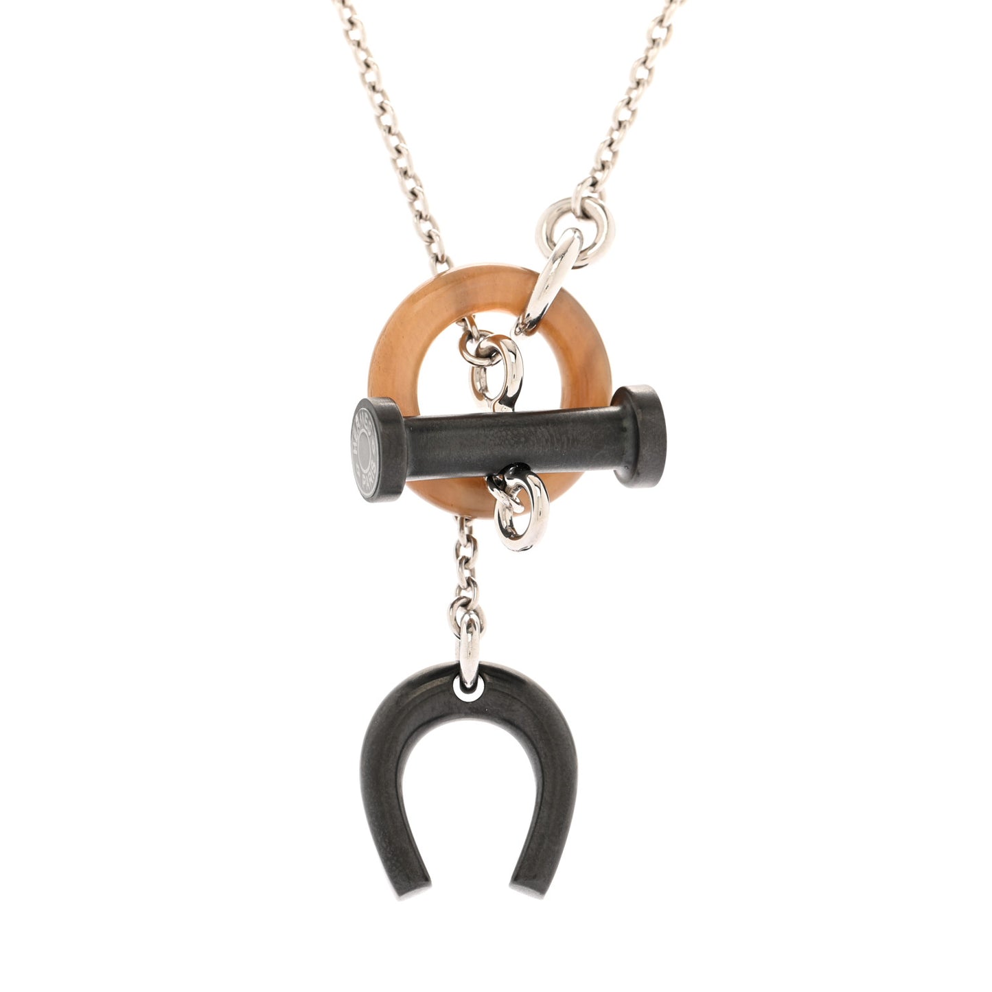 Palladium Buffalo Horn Mobile Equestre Necklace