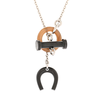 Hermes Palladium Buffalo Horn Mobile Equestre Necklace 4 of 6