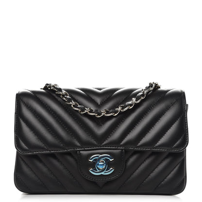 Chanel Lambskin Chevron Quilted Mini Rectangular Flap Black 1 of 8