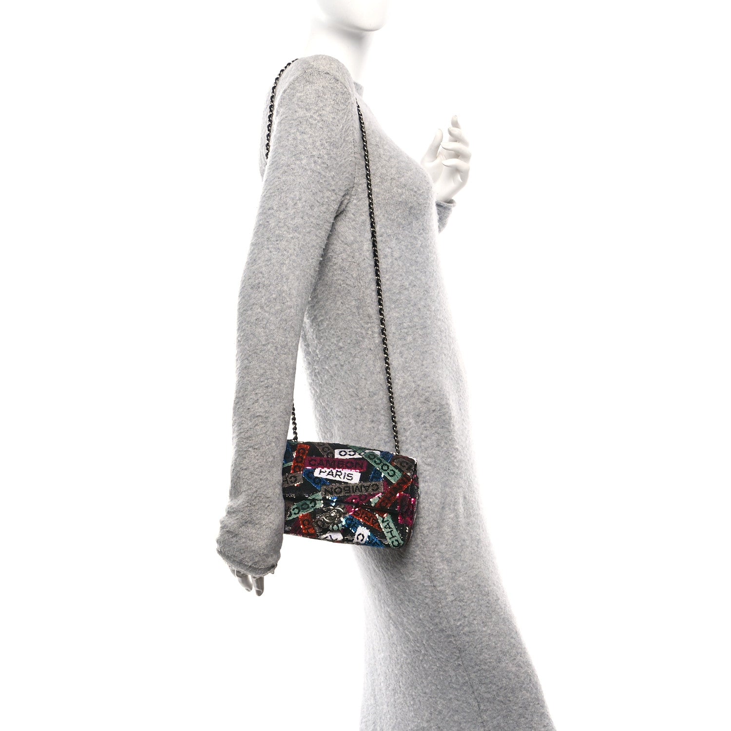 Chanel Sequin Logo Small Flap Ruthenium Multicolor 2 of 11