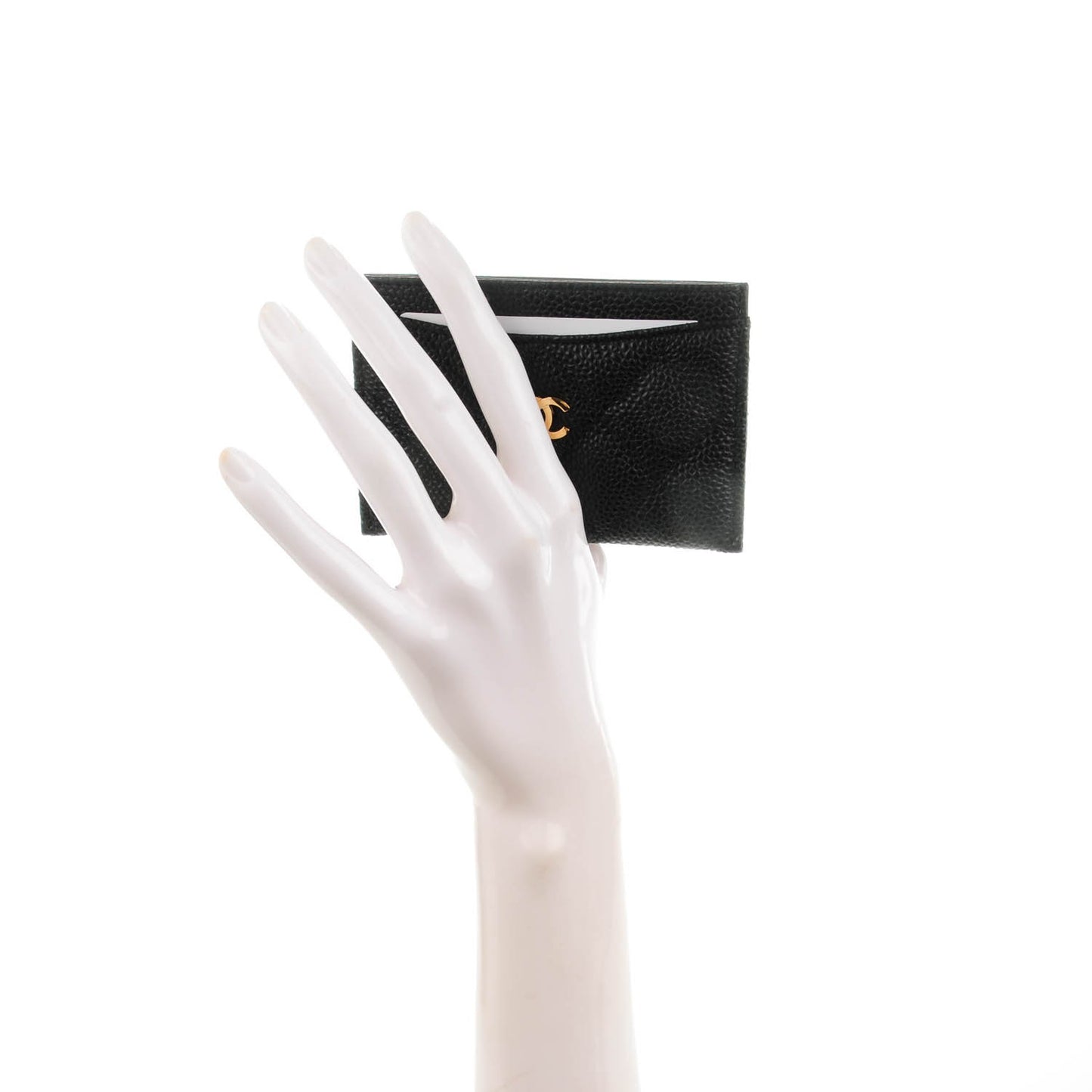Caviar Quilted Card Holder Black