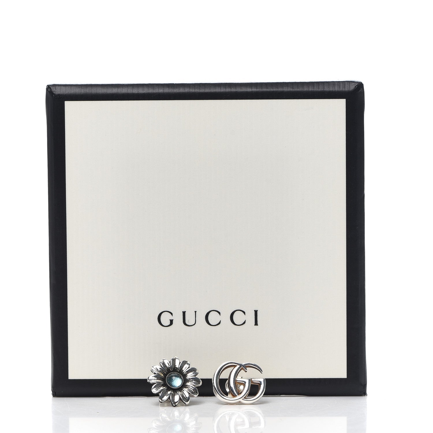 Gucci Sterling Silver Blue Topaz Flower Marmont Double G Earrings 5 of 5