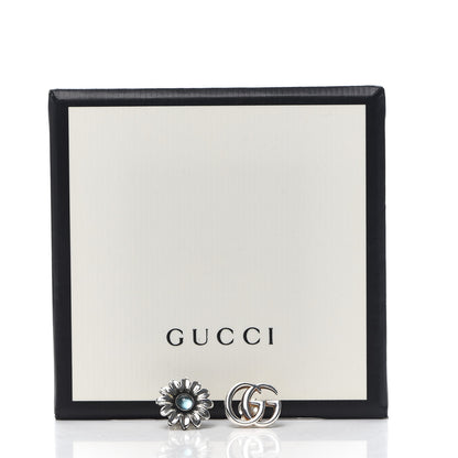 Gucci Sterling Silver Blue Topaz Flower Marmont Double G Earrings 5 of 5