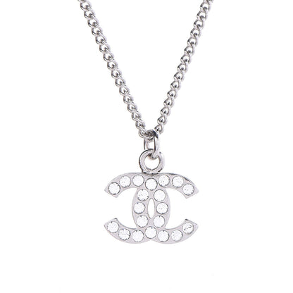 Chanel Crystal Timeless CC Necklace Silver 5 of 6