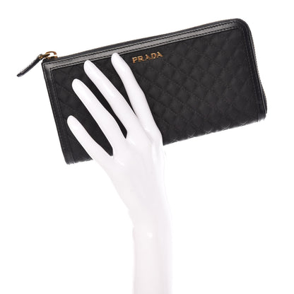 Prada Tessuto Nylon Quilted Zip Around Wallet Black 2 of 11