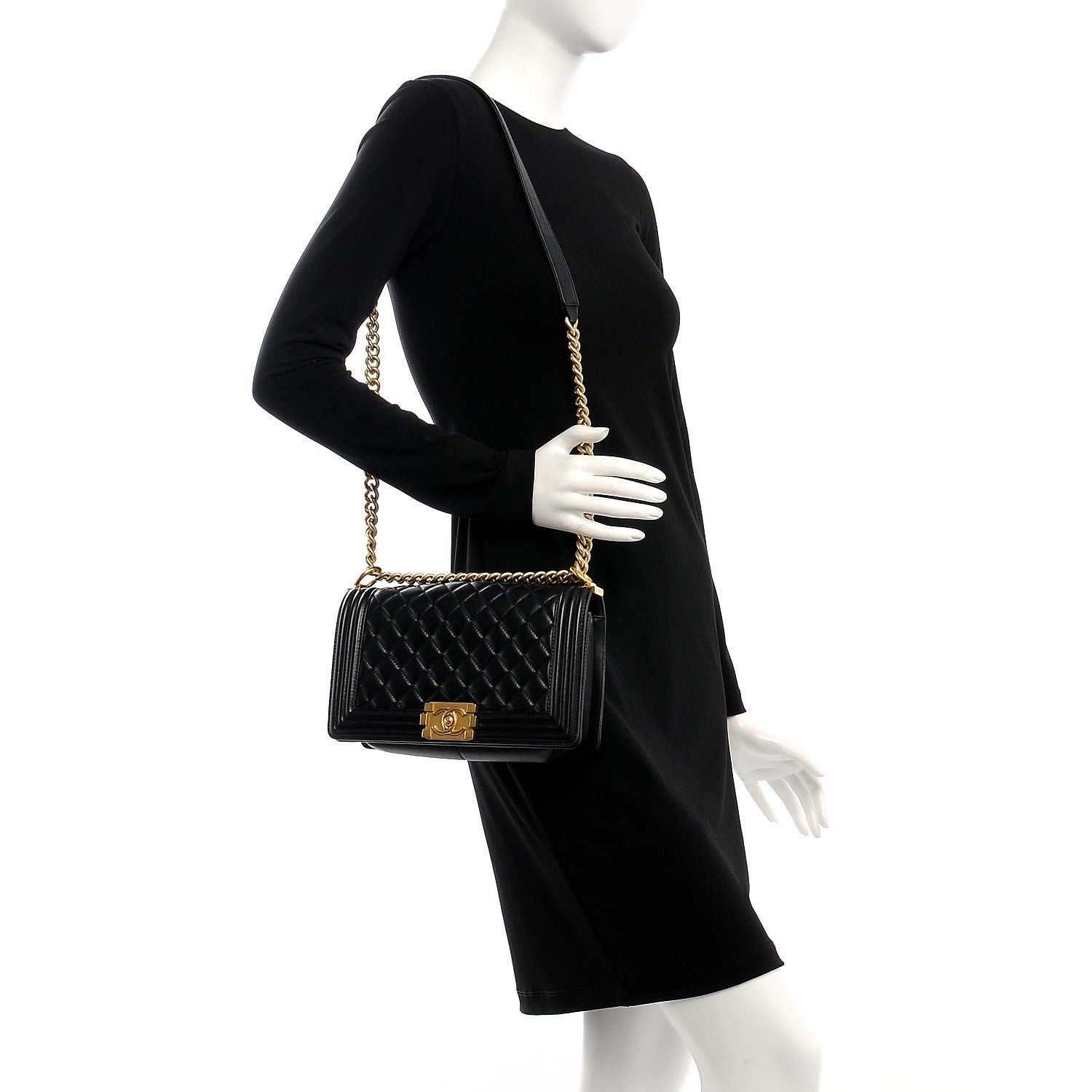 Chanel Lambskin Quilted Medium Boy Flap Black 2 of 7