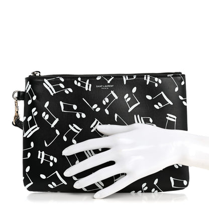 Saint Laurent Calfskin Musical Notes Zip Pouch Black 2 of 11