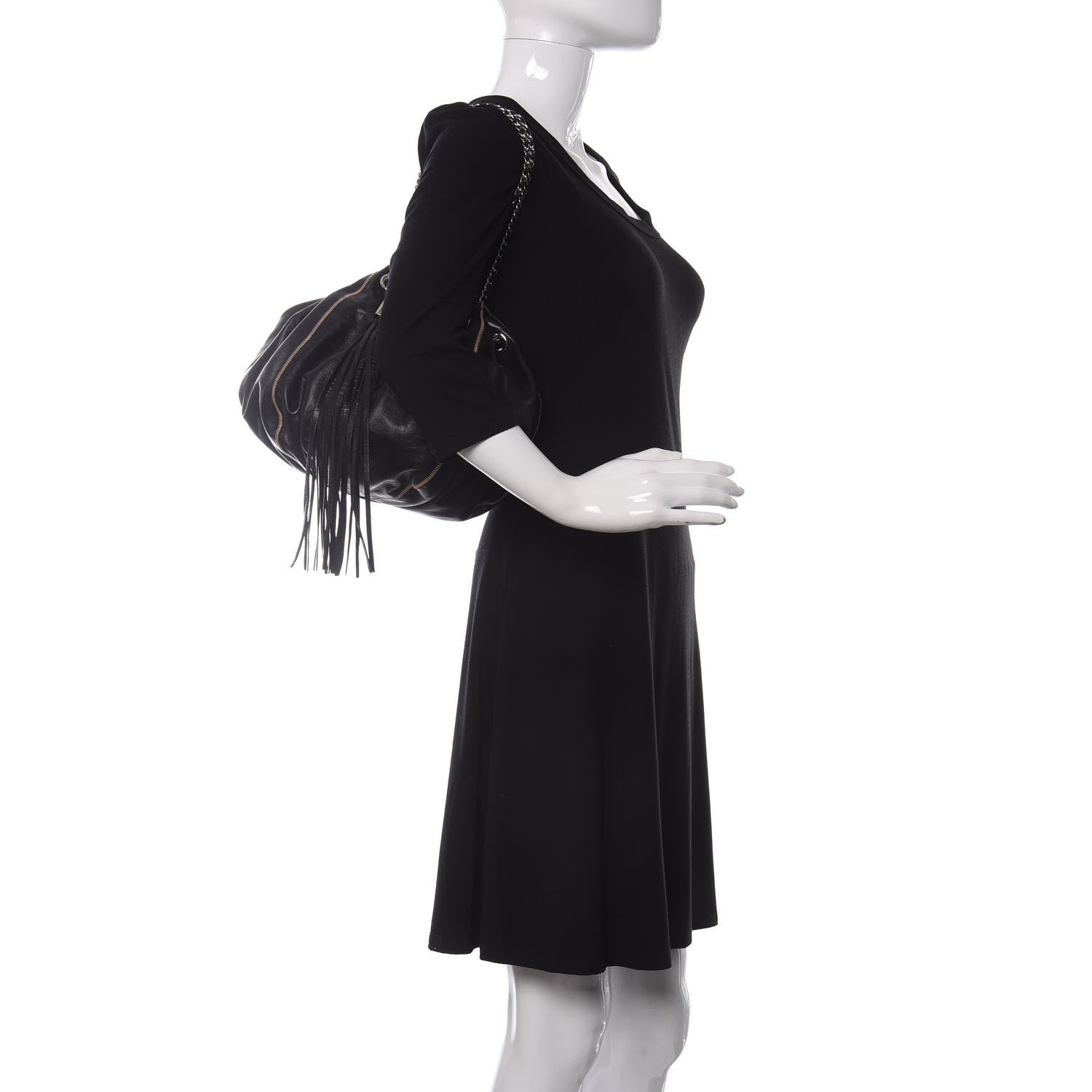 Chanel Lambskin Satin Reversible Sac Cordon Black 2 of 21