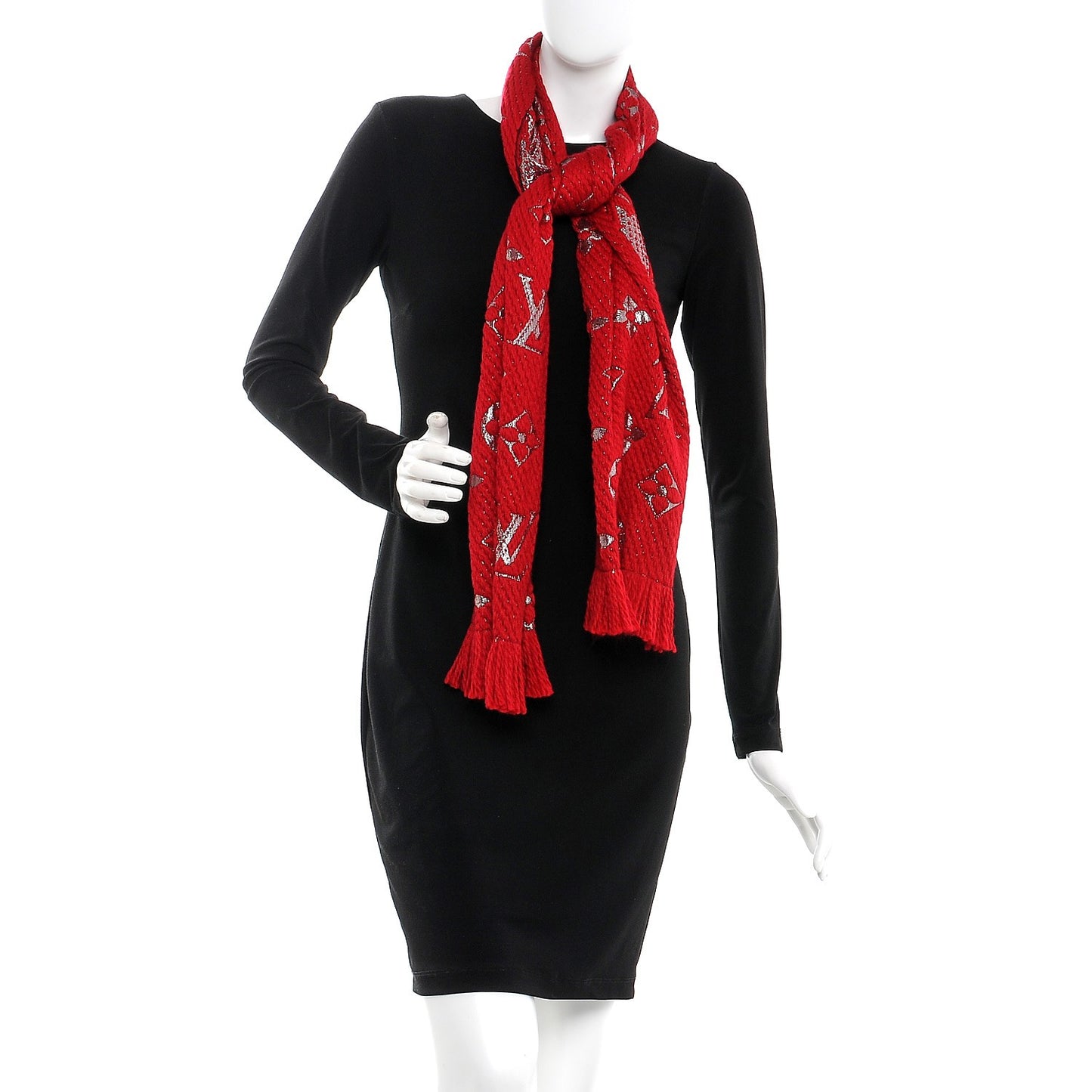 Wool Silk Logomania Shine Scarf Rubis
