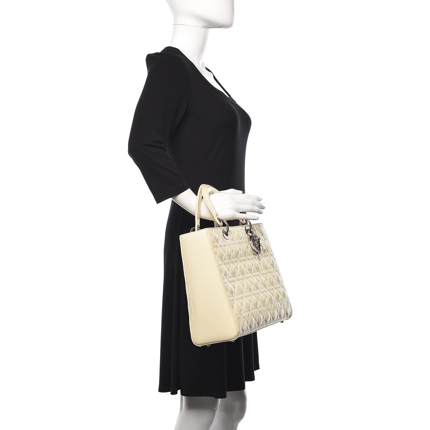 Christian Dior Patent Cannage Large Lady Dior White 2 of 15
