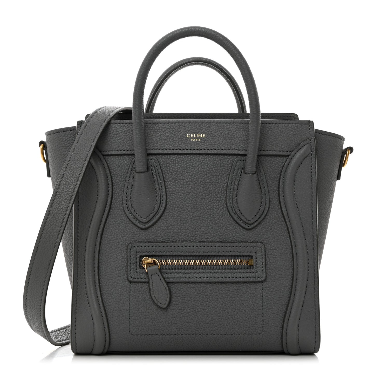 Baby Drummed Calfskin Nano Luggage Kohl