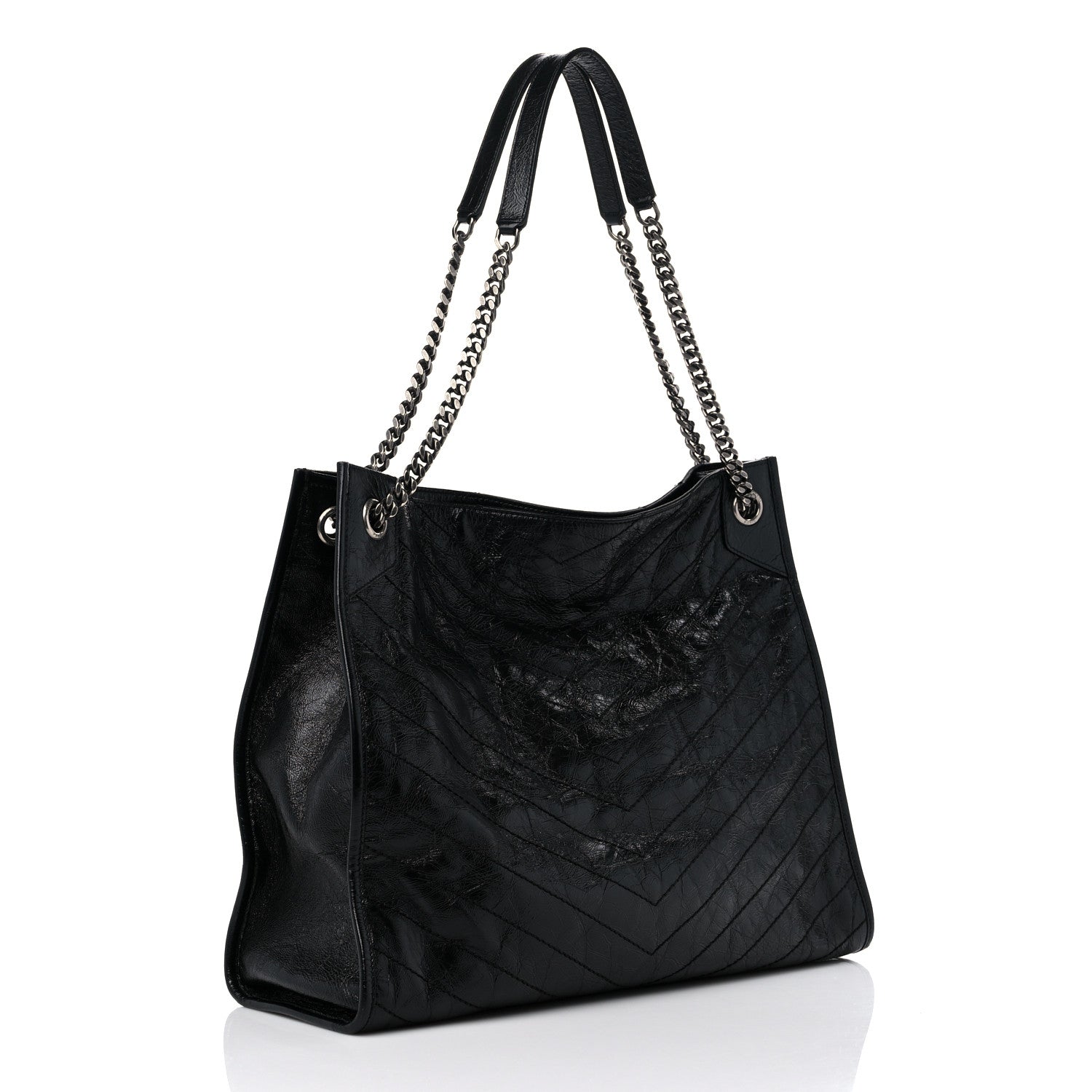 Saint Laurent Crinkled Calfskin Matelasse Monogram Niki Shoulder Bag Black 3 of 10